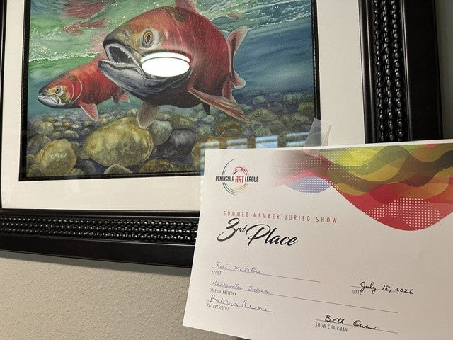 Swimming Salmon underwater watercolor