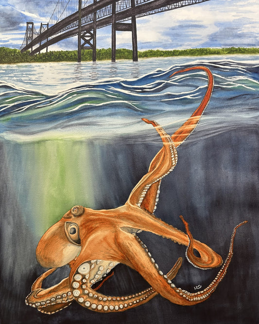 Giant Octopus under the Tacoma Washington Narrows Bridge